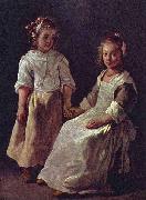 Louis Le Nain Twee meisjes. oil painting reproduction